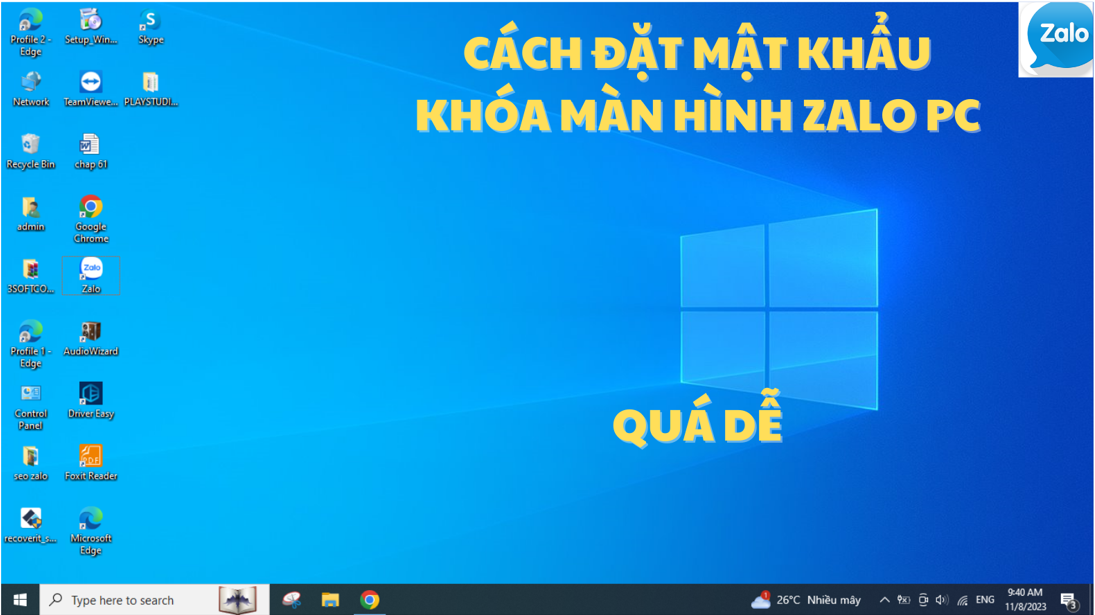 Cách tạo mã khóa màn hình Zalo PC đơn giản nhất