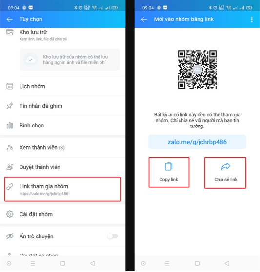 lấy link nhóm chat zalo