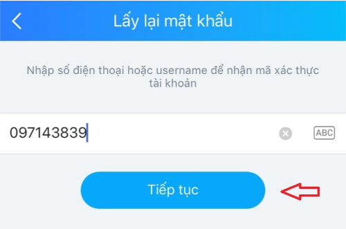 nhập số điện thoại