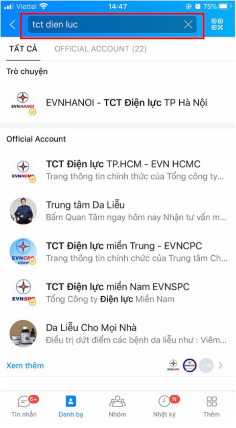 Tìm kiếm TCT điện lực khu vực